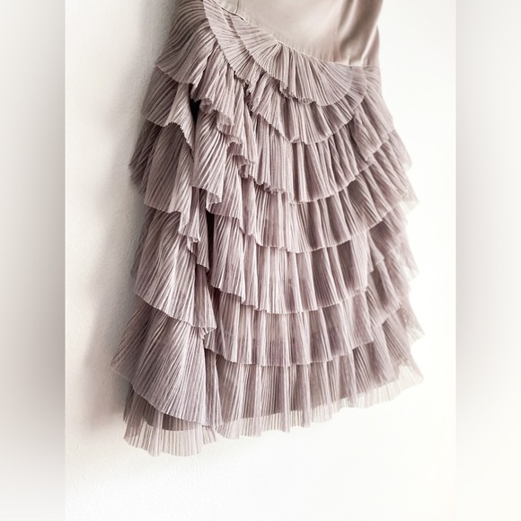 $348‼️BCBGMaxAzria Satin Ruffle Tulle Tiered Layered Sleeveless Dress Corset Sz4 - Picture 4 of 14